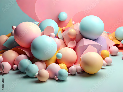 Geometric shapes: Pastel spheres abstract background © Md Masud Rana