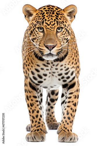 Leopard close-up isolated on white