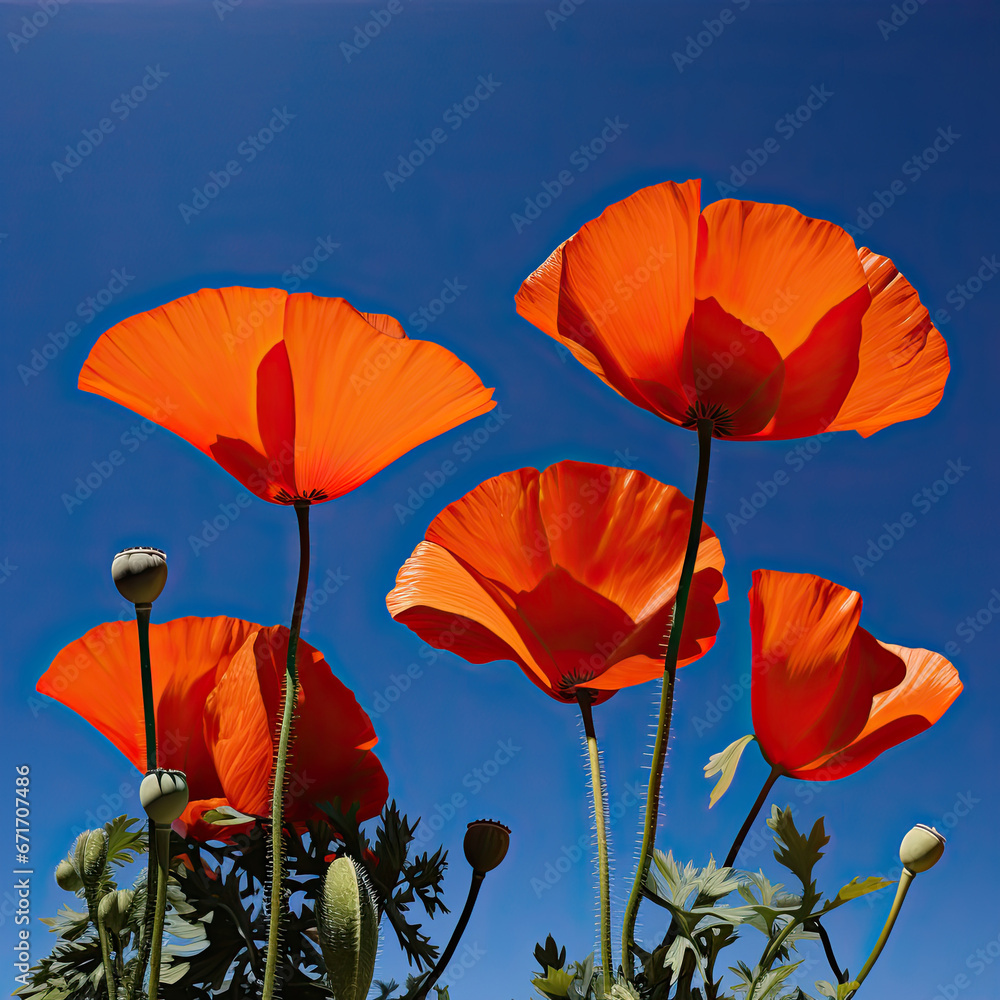 Obraz premium poppy flowers against sky