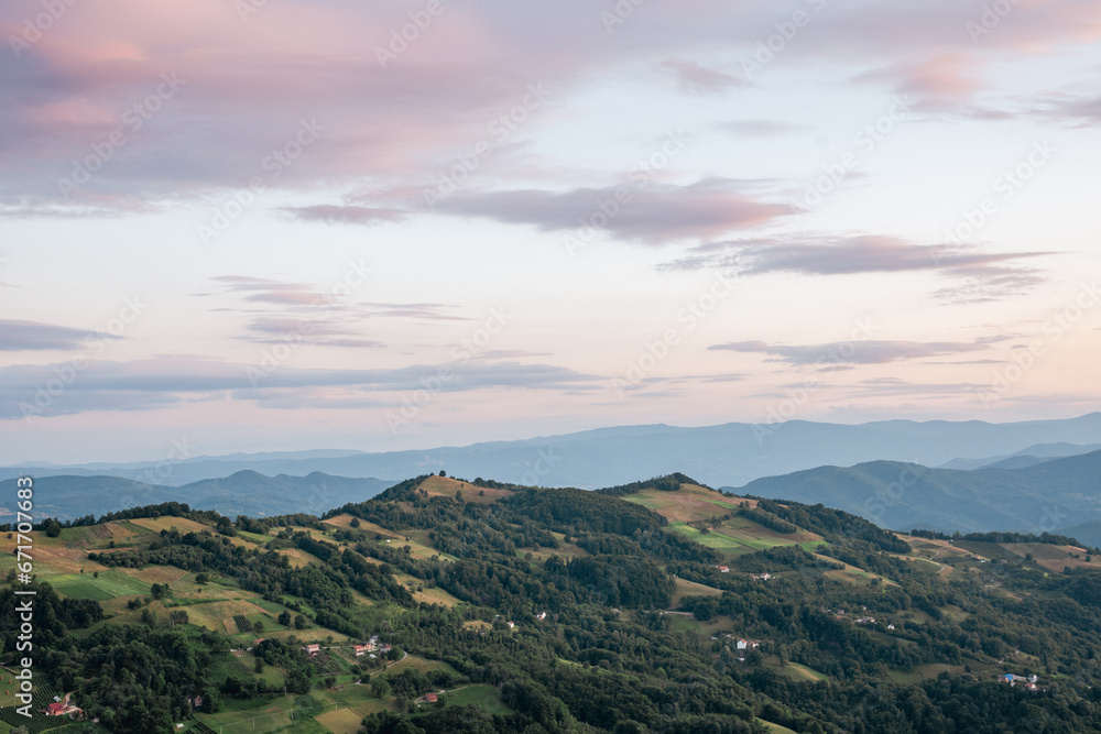 View of the mountains and hills of western Serbia