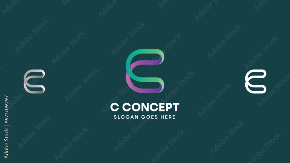 Letter C monogram. Infinity line art logo, modern trendy linear design. Vector illustration Letter C monogram. Infinity line art logo, modern trendy linear design. Vector illustration