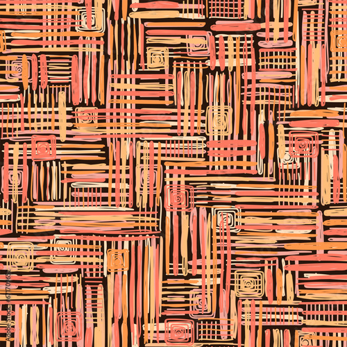 Multicolored vector seamless pattern of different hand-drawn dashes.