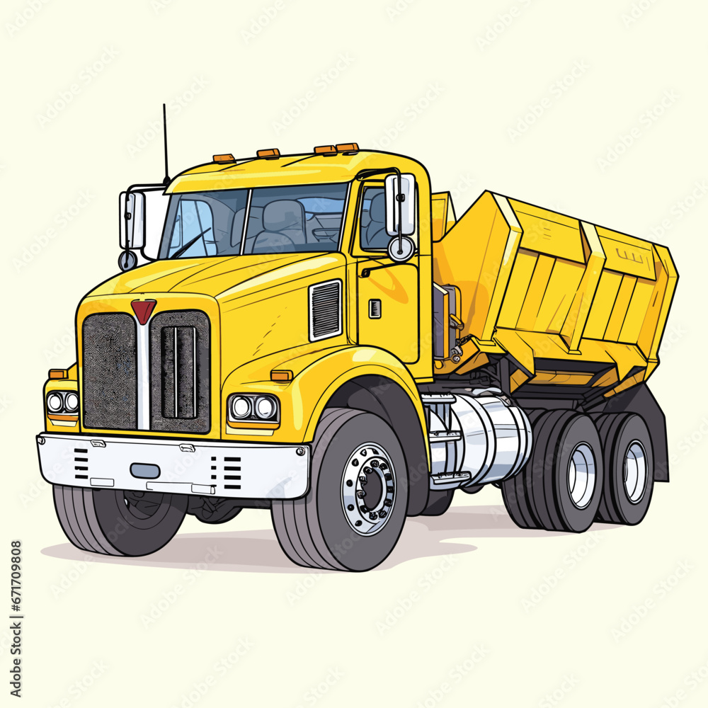 Cartoon dump tipper big truck lorry construction vehicle vector