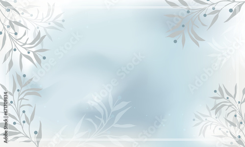 Gradient pastel blank leafy frame wallpaper frame vector