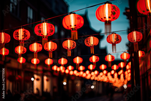 Chinese new year lanterns in china town in the street