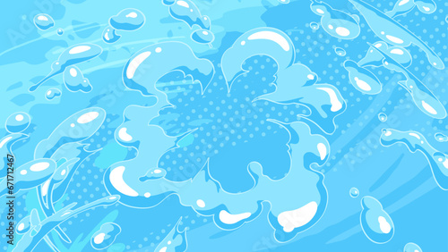丸く広がる水飛沫の背景イラスト