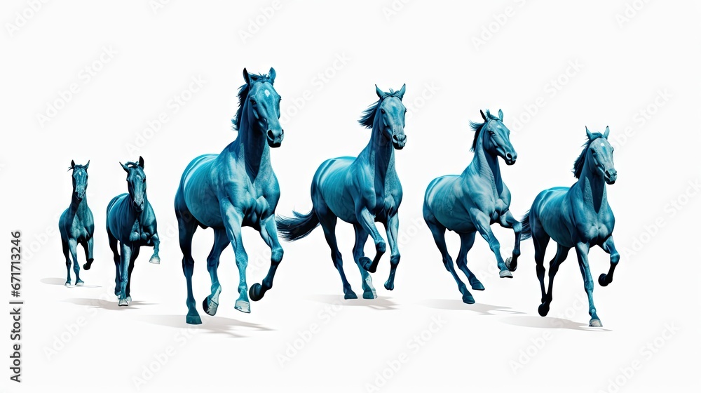 Φωτογραφία a group of blue horses are running in a line on the same side of the same line as a third horse is running in the same direction of the same direction