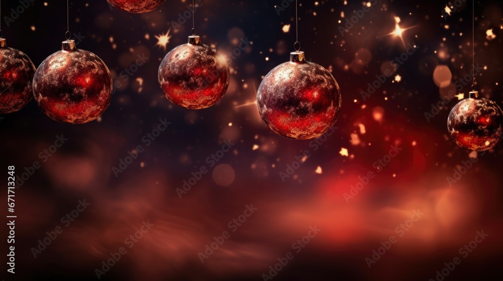 Red shiny baubles Christmas decoration with bokeh background Red shiny baubles Christmas decoration with bokeh background