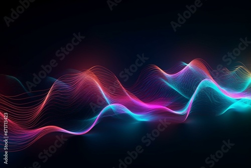 Abstract wave pattern with vibrant lights. Generative AI