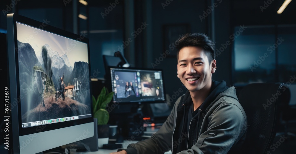 Asian Male Graphic Designer Employee Attractive Environment Generative AI Asian Male Graphic Designer Employee Attractive Environment Generative AI
