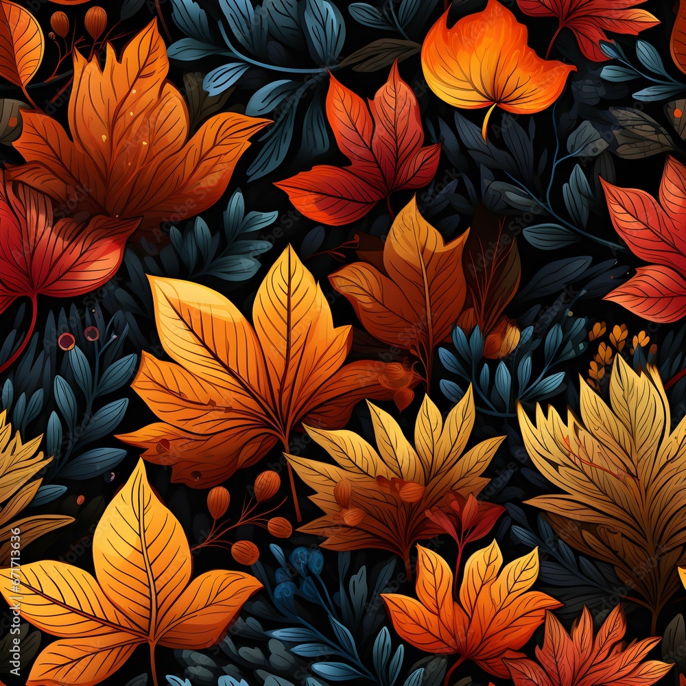 Autumn Seamless Pattern, Fall Seamless Pattern, fallen leaves,seamless pattern, pattern
