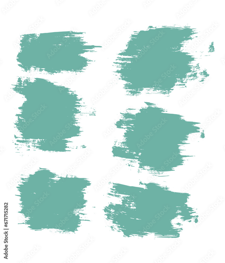 Set of grunge turquoise spot ink vector stain