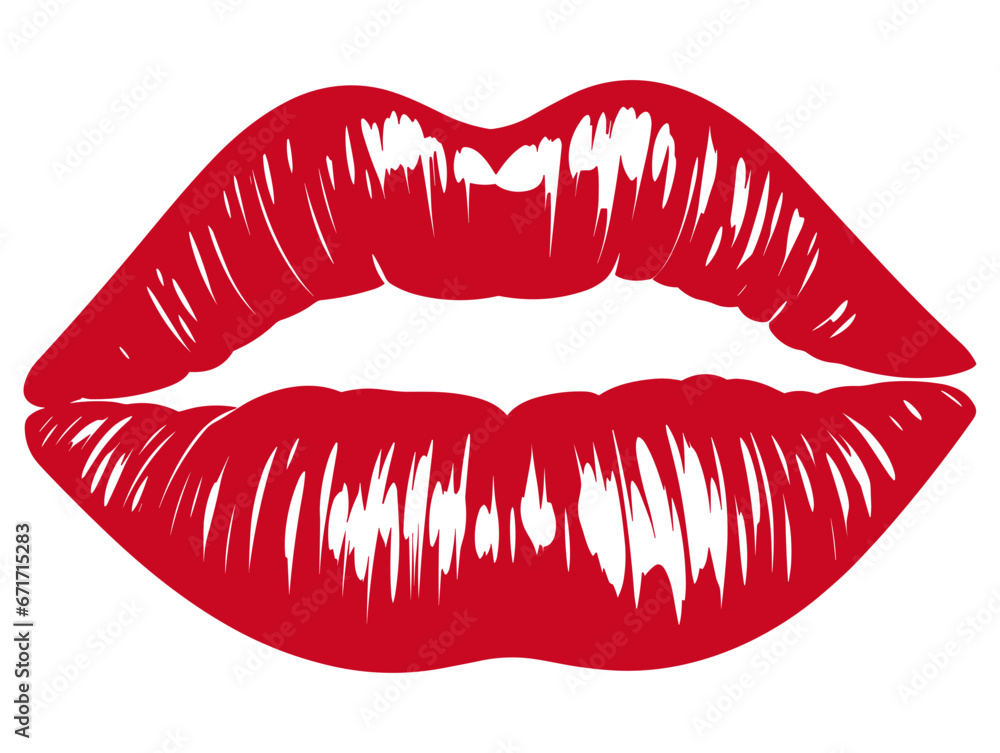 red lips lipstick kiss mouth isolated - obrazy, fototapety, plakaty 