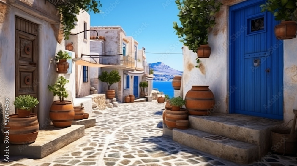 Obraz premium traditional greek house HD 8K wallpaper Stock Photographic Image 