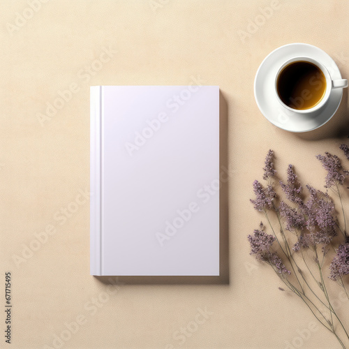 white book mockup on light background. AI Generated