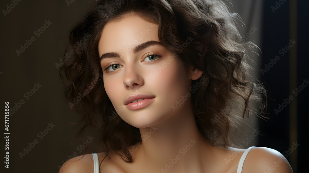 Beautiful young woman with clean fresh skin on white background, Face care, Facial treatment, Cosmetology, beauty and spa concept Beautiful young woman with clean fresh skin on white background, Face care, Facial treatment, Cosmetology, beauty and spa concept