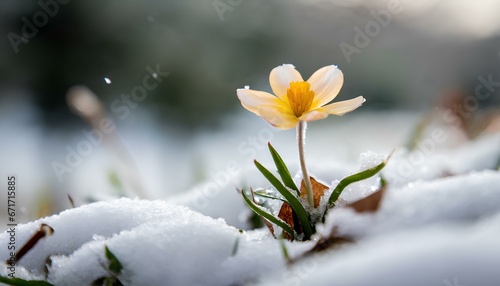 First blooming flower in the snow © Eggy
