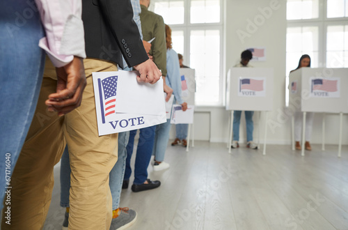 Картината върху платно Diverse citizens at ballot station on election day