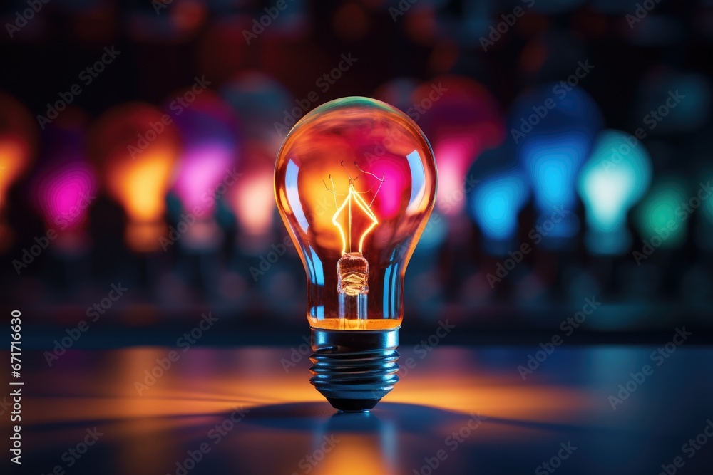 Close-up of colorful light bulbs of different colors. Concept of different ideas Close-up of colorful light bulbs of different colors. Concept of different ideas