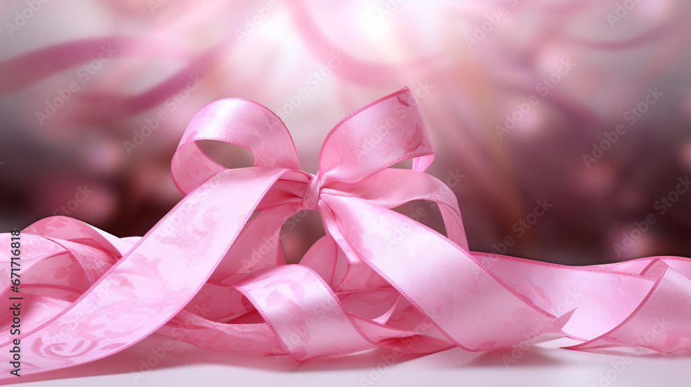 pink ribbon and bow HD 8K wallpaper Stock Photographic Image 