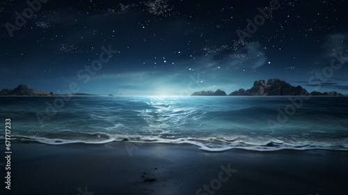 The gentle waves of the ocean crash against the shore, the stars twinkling above like a million stars