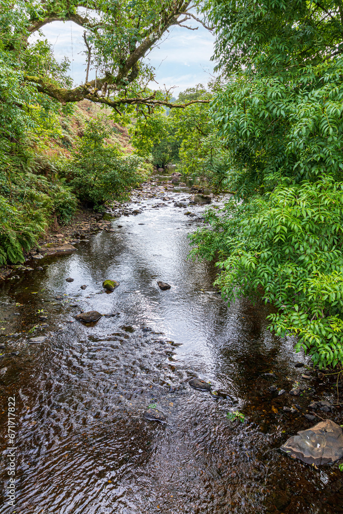 Glenlussa Water near the Lussa Hydro Power Station on the Kintyre Peninsula, Peninver, Argyll & Bute, Scotland UK Glenlussa Water near the Lussa Hydro Power Station on the Kintyre Peninsula, Peninver, Argyll & Bute, Scotland UK