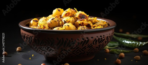 A bowl containing healthy lotus seeds that have been roasted or prepared as makana photo