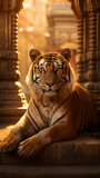 tigre poderoso em templo luxuoso 