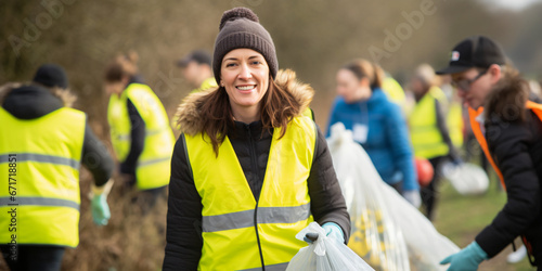 portrait of a woman during a waste collection  environment  recycling  volunteer