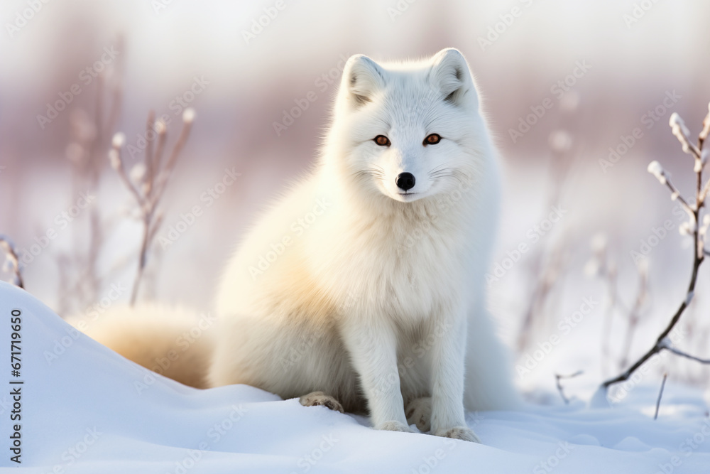 Arctic fox (Vulpes vulpes) in winter.
