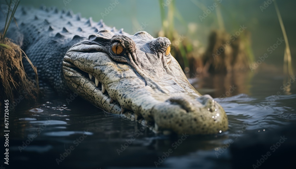 Photo of a Majestic Gharial Alligator Gliding Through the Water