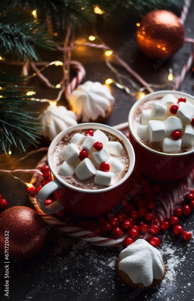 Cup of hot New Year's cocoa with marshmallows by Generative AI Cup of hot New Year's cocoa with marshmallows by Generative AI