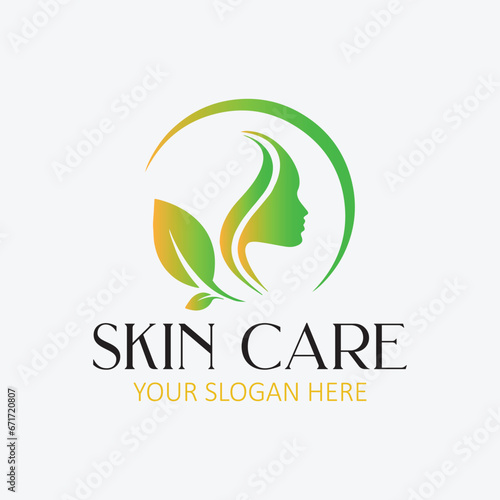 beauty natural skin care logo design vector