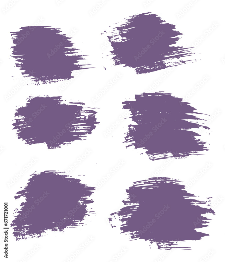 Vector collection of purple color watercolor paint brush stroke