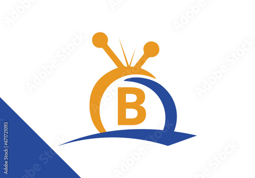 Letter B television Logo Design Concept. channel television TV logo vector icon illustration