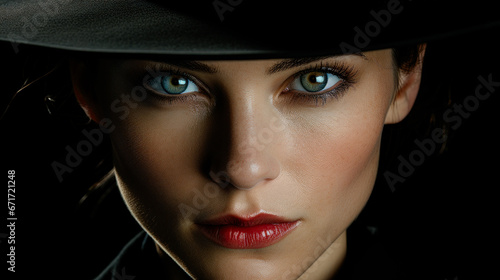 Beautiful Mysterious Woman with a Hat Wallpaper Cover Background Digital Art Card Magazine © Korea Saii