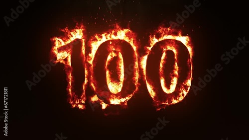 Burning Number 100. Fire Number photo