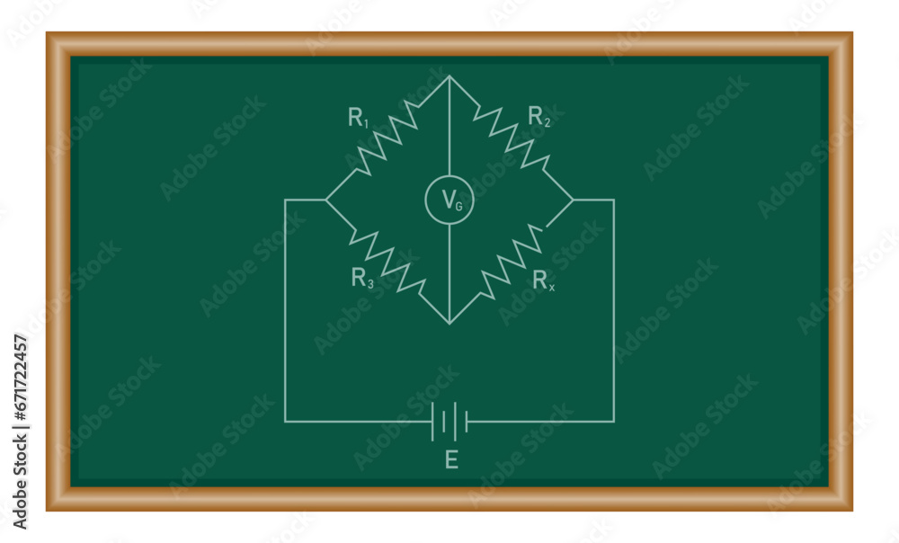 Fototapeta premium Wheatstone bridge circuit diagram. Scientific resources for teachers and students.