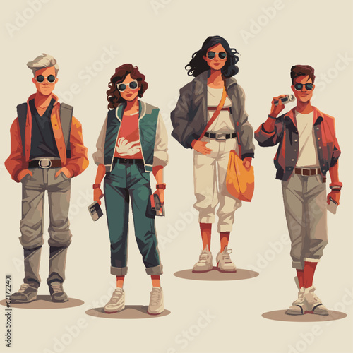 Vector set of a Nostalgic resurgence in 90s and Y2K aesthetics5