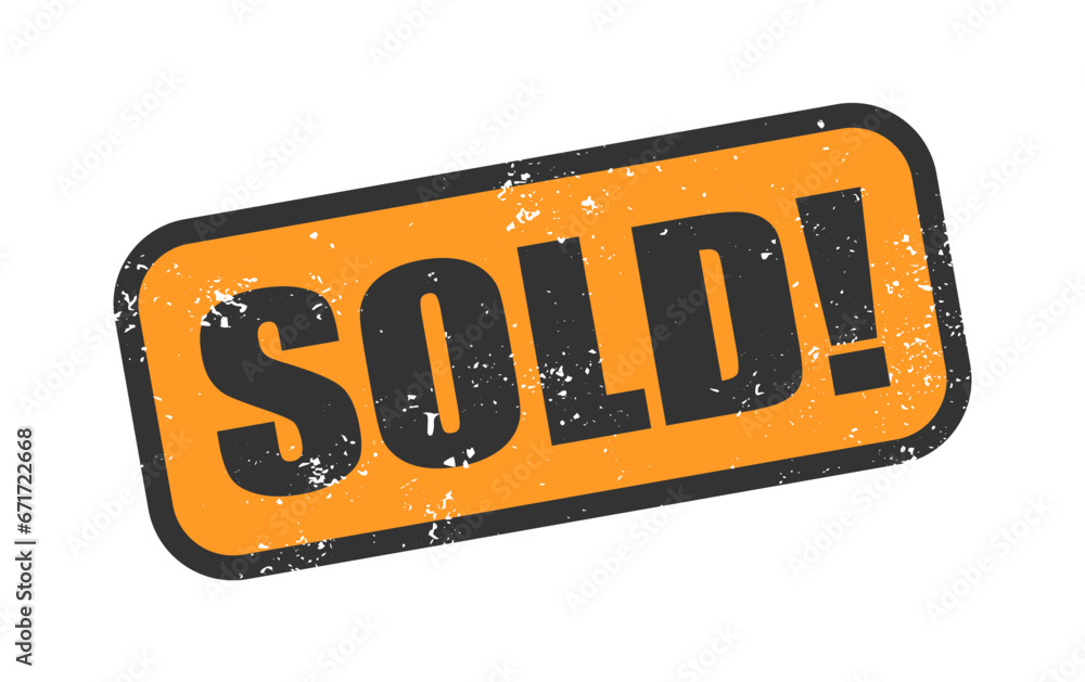 Square grunge yellow and black text sold stamp. Shopping, marketing, announcement. Flat and colored style vector illustration Square grunge yellow and black text sold stamp. Shopping, marketing, announcement. Flat and colored style vector illustration