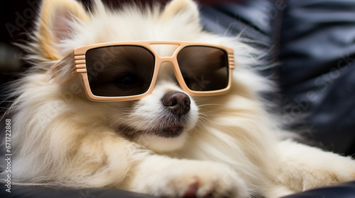 dog in sunglasses HD 8K wallpaper Stock Photographic Image  © Anum