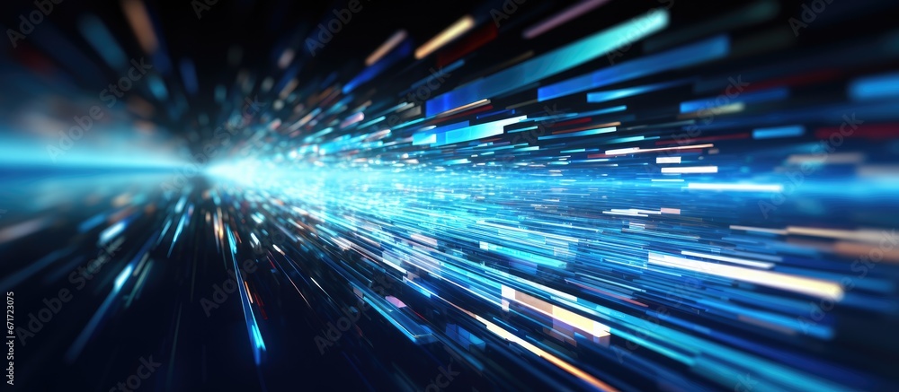 Abstract 3D render of digital internet with hi speed motion blur in a cyber space environment - obrazy, fototapety, plakaty 