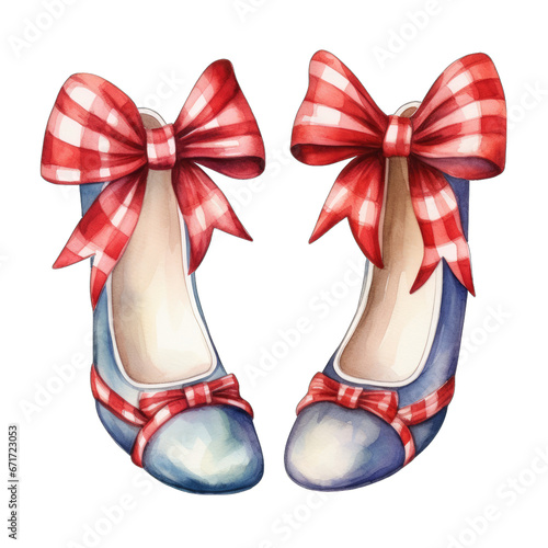 Christmas themed ballet flat shoes, isolated on transparent background