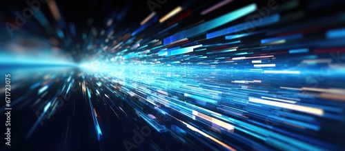 Abstract 3D render of digital internet with hi speed motion blur in a cyber space environment