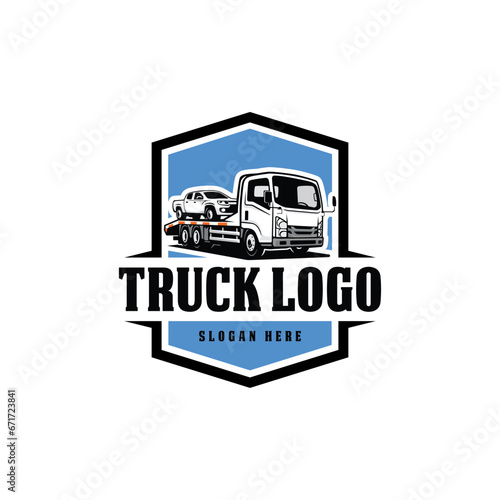 truck towing logo design vector