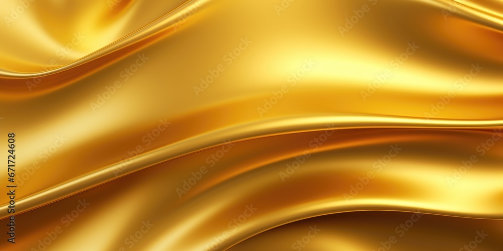 A close-up view of a shiny gold fabric. This image can be used to showcase luxury, elegance, or a festive atmosphere A close-up view of a shiny gold fabric. This image can be used to showcase luxury, elegance, or a festive atmosphere