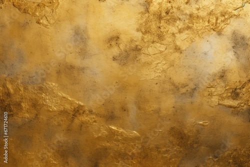 A detailed close-up view of a wall with a shiny gold paint finish. This image can be used to add a touch of elegance and luxury to any design project © Fotograf
