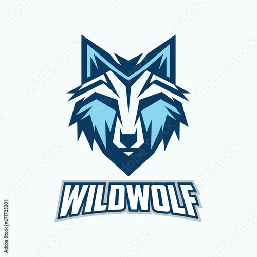 Wolf logo design vector, Wolves head logo design template for a gaming logo 
