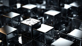 Glittering silver cubes on a black background