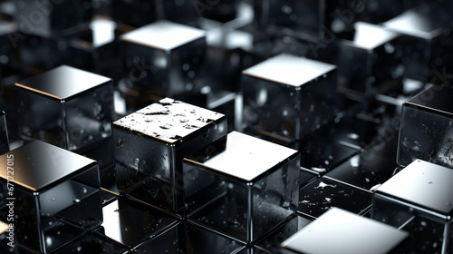 Glittering silver cubes on a black background photo